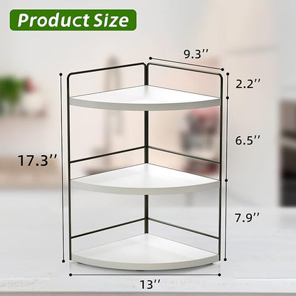 ZGO 3-Tier Bathroom Organizer Countertop, Corner Bathroom Counter Organizer, Makeup Organizer for Vanity Skincare Organizers and Storage, Kitchen Counter Shelf Organizer Perfume Organizer(White)