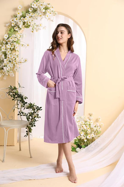 Womens Kimono Robe Lightweight Soft Bathrobe Sleepwear Loungewear with Pockets