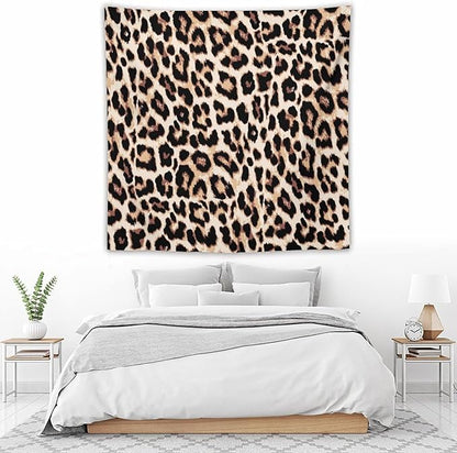 HZOHNAGO Leopard Print Tapestry Rustic Brown Leopard Wild Animal Printed Wall Tapestry Painting Wall Hanging for Bedroom Living Room Dorm 60" W x 60" H