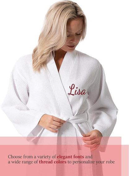 Turkish Linen Waffle Knit Lightweight Kimono Spa & Bath Robes for Women - Quick Dry - Soft