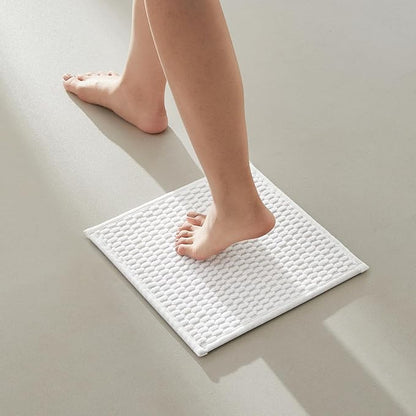 Small Bathroom Rugs, Non Slip Washable Bath Rugs Super Absorbent Bathroom Rug Thin Quick Dry Low Pile Bath Mats, White 12"x12"