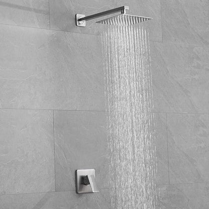 Shower Faucet Set Brushed Nickel, Single Function Shower Trim Kit with Rough-in Valve, Square Rain Shower Head System Included Extra Long Shower Arm for Bathroom