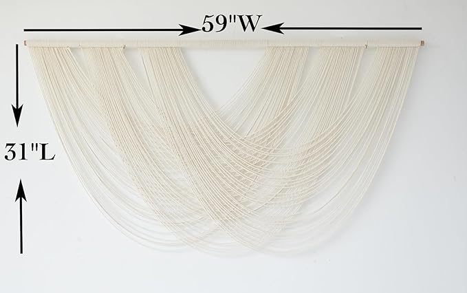 Flber Macrame Wall Hanging Large 57.00" W x 31.00" L Macrame Wall Decor Large Yarn Tapestry Home Boho Wall Decor
