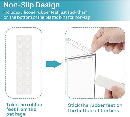 Vtopmart 7.6" H Clear Stackable Storage Drawers, 4 Pack Plastic Organizers Bins for Skincare, Cosmetics,Beauty Supplies,Ideal for Vanity, Bathroom,Kitchen Countertop,Cabinet Organization