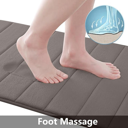 Buganda Memory Foam Bath Mat, 47" x 17", Ultra Soft and Non-Slip Bathroom Rugs, Water Absorbent and Machine Washable Bath Rug Runner for Bathroom, Shower, and Tub, Taupe