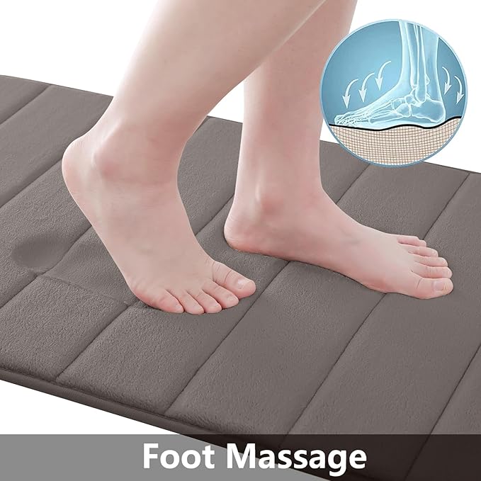 Buganda Memory Foam Bath Mat, 24" x 16", Ultra Soft and Non-Slip Bathroom Rugs, Water Absorbent and Machine Washable Bath Rug for Bathroom, Shower, and Tub, Taupe