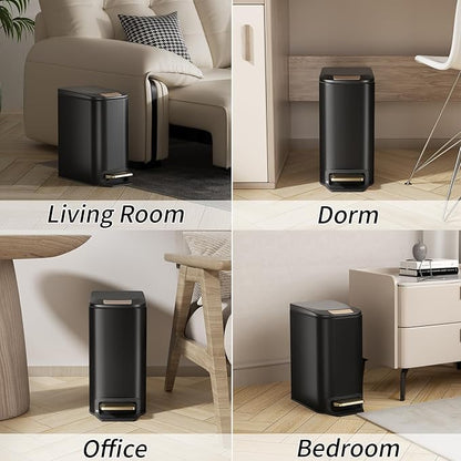 Bathroom Accessories Set- 8PC Black Bathroom Set, Luxury Bathroom Set with Stainless Steel Bathroom Trash Can, Toilet Brush, Toothbrush Holder & Soap Dispenser