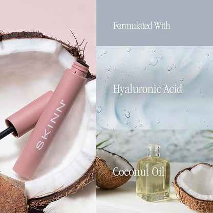 SKINN Lash-Redemption 4-in-1 Mascara - Eyelash Mascara with Soft Bristle & Hourglass Applicator Thickens, Curls, Lengthens & Nourishes Lashes - Alcohol-Free Formula, Clump & Flake Resistant