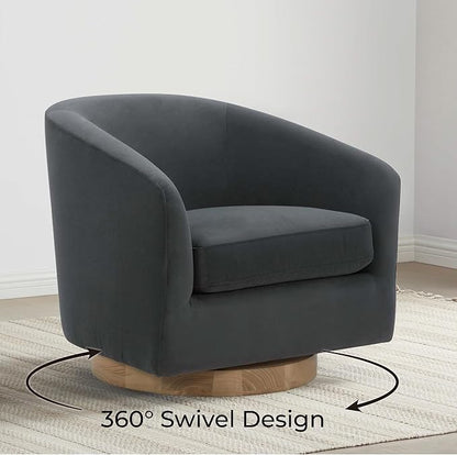 CHITA Swivel Accent Chair, FSC Certified Upholstered Velvet Barrel Chair for Living Room Set of 2, Fully Assembled, Grey