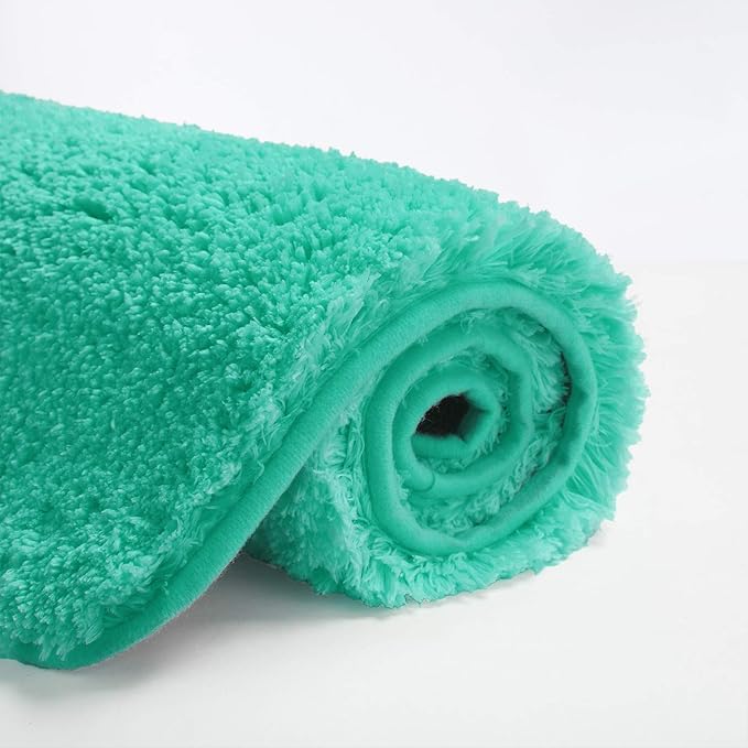 Suchtale Non Slip Bath Mat, Soft Microfiber Shaggy Bathroom Rug, Machine Washable, Thick Plush Shower Mat (20 x 32 Turquoise)