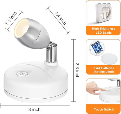 4 Pack Wireless Spot Lights Indoor, Battery Operated Uplighting, Mini Spotlight with Remote 3CCT Tree Lights Indoor, Accent Wall Lights for Display Plant Picture Dartboard