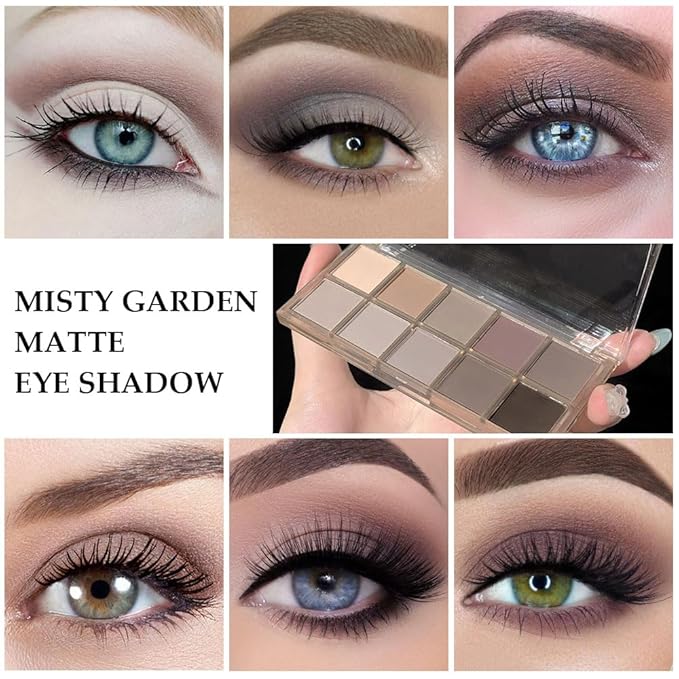 evpct 10 Colors Matte Nude Eye Shadow Palette Makeup for Older Women, Nude Brown Pink Cocoa Taupe Mauve Neutral Matte Cream Smokey Mini Eyeshadow Palette for Blue Green Eyes, Contour Makeup Palettes 4