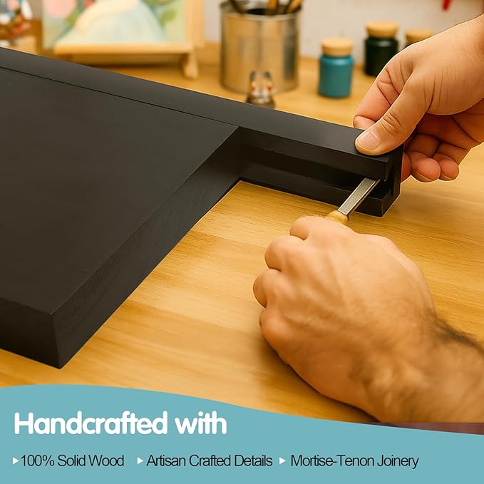 Solid Walnut Floating Shelves for Wall, 24"*10"*1.6"Real Thick Wood Mounted Wall Display Shelf with Joinery for Home Decor, Bathroom,Kitchen（ Black Stain）