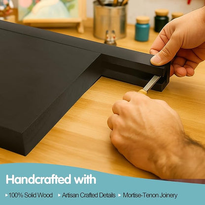 Solid Walnut Floating Shelves for Wall, 24"*10"*1.6"Real Thick Wood Mounted Wall Display Shelf with Joinery for Home Decor, Bathroom,Kitchen（ Black Stain）