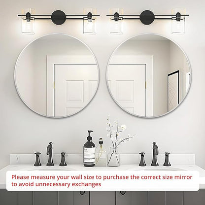 Fabuday Silver Round Mirror 30 Inch - Big Circle Mirror for Bathroom, Living Room, Hallway, Entryway, Matte Aluminum Frame Circular Mirrors for Wall Decor