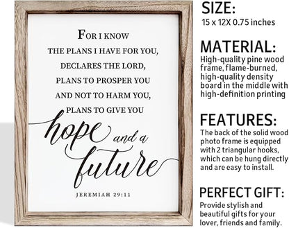Christian Wall Decor, Religious Artwork for Home Decor, Bible Verse Signs, Inspirational Christian Gift, Framed Wall Plaque Sign 15 * 11.5 inches, I Know the Plans I Have for You Sign