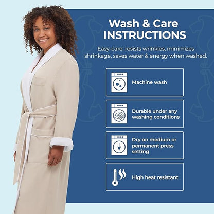 Terry Lined Microfiber Hotel Robe - Luxury Spa Bathrobe by Monarch/Cypress