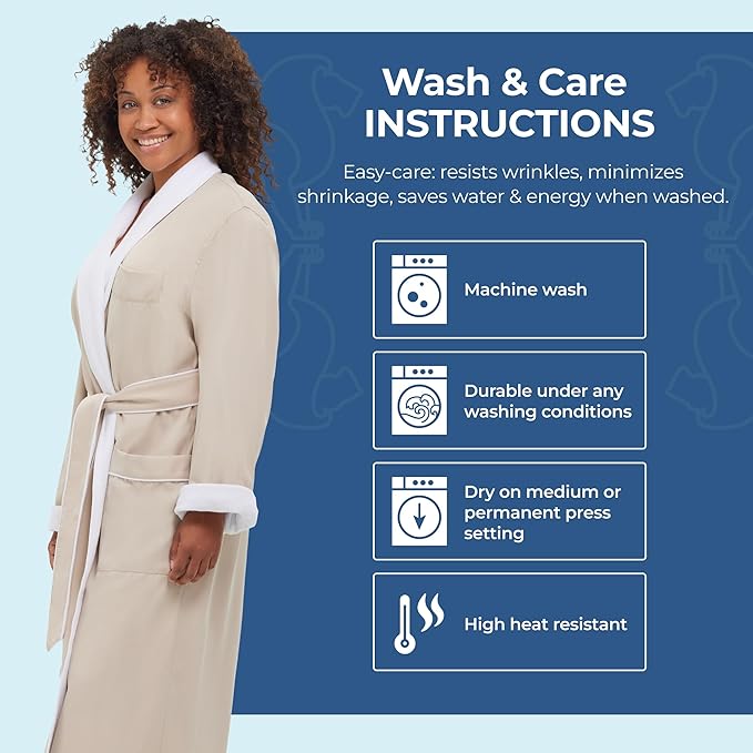 Terry Lined Microfiber Hotel Robe - Luxury Spa Bathrobe by Monarch/Cypress