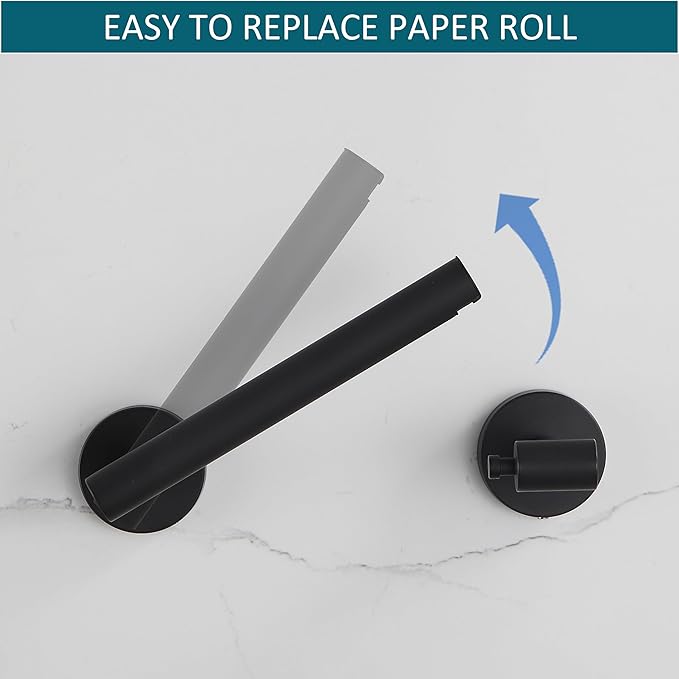 BVL Toilet Paper Holder Matte Black Wall Mount Stainless Steel 304 Large Mega Roll