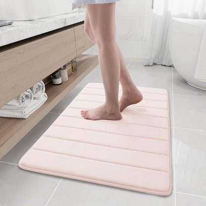 Buganda Memory Foam Bath Mat, 35.4" x 24", Ultra Soft and Non-Slip Bathroom Rugs, Water Absorbent and Machine Washable Bath Rug Runner for Bathroom, Shower, and Tub, Pink