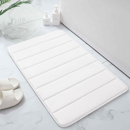 Buganda Memory Foam Bath Mat, 30" x 20", Ultra Soft and Non-Slip Bathroom Rugs, Water Absorbent and Machine Washable Bath Rug for Bathroom, Shower, and Tub, White