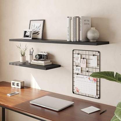Wall Shelf Set of 2,Dark Wood Floating Shelves 36 in W x 10 in D x 1 in H, Wooden Floating Wall Shelf with Invisible Brackets for Living Room/Bedroom/Bathroom/Kitchen Storage and Decor