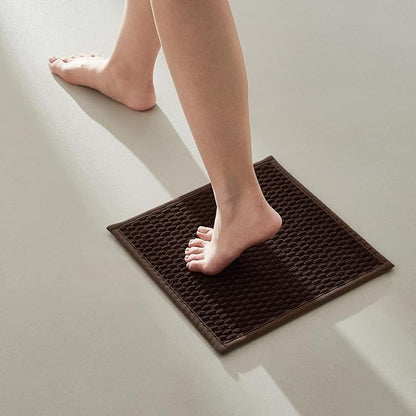 Small Bathroom Rugs, Non Slip Washable Bath Rugs Super Absorbent Bathroom Rug Thin Quick Dry Low Pile Bath Mats, Brown 12"x12"