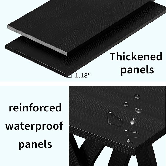 47” Wood Coffee Tables for Living Room Rustic Stands with Storage Shelf Black Coffee Tables for Living Room Farmhouse Center Stands with Shelf Farmhouse Rectangle Center Table