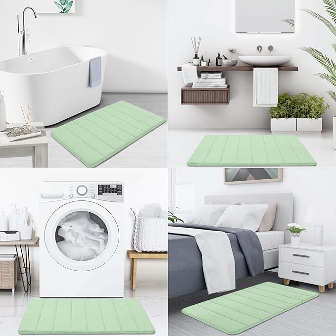 Buganda Memory Foam Bath Mat, 40" x 32", Ultra Soft and Non-Slip Bathroom Rugs, Water Absorbent and Machine Washable Bath Rug Runner for Bathroom, Shower, and Tub, Sage Green