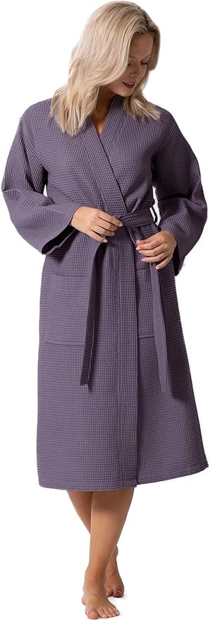 Turkish Linen Waffle Knit Lightweight Kimono Spa & Bath Robes for Women - Quick Dry - Soft