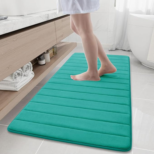 Buganda Memory Foam Bath Mat, 60" x 24", Ultra Soft and Non-Slip Bathroom Rugs, Water Absorbent and Machine Washable Bath Rug Runner for Bathroom, Shower, and Tub, Teal