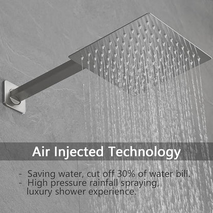 Brushed Nickel Shower Faucet Set Bathroom Luxury Rainfall Shower System with Rain Shower Head Single Function Shower Trim Kit with Rough-in Valve