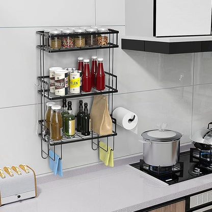 Over The Toilet Storage Shelf, 3-Tier Bathroom Storage Organizer Upgrade Punch-Free Toliet Storage Shelf, Home Storage Rack with Hooks Shelf,Black