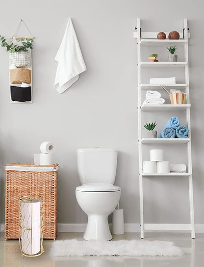 Decorative Metal Standing Toilet Tissue Holder for Bathroom/Powder Room, Compact Tissue Reserve for 3 Rolls of Toilet Paper Gold