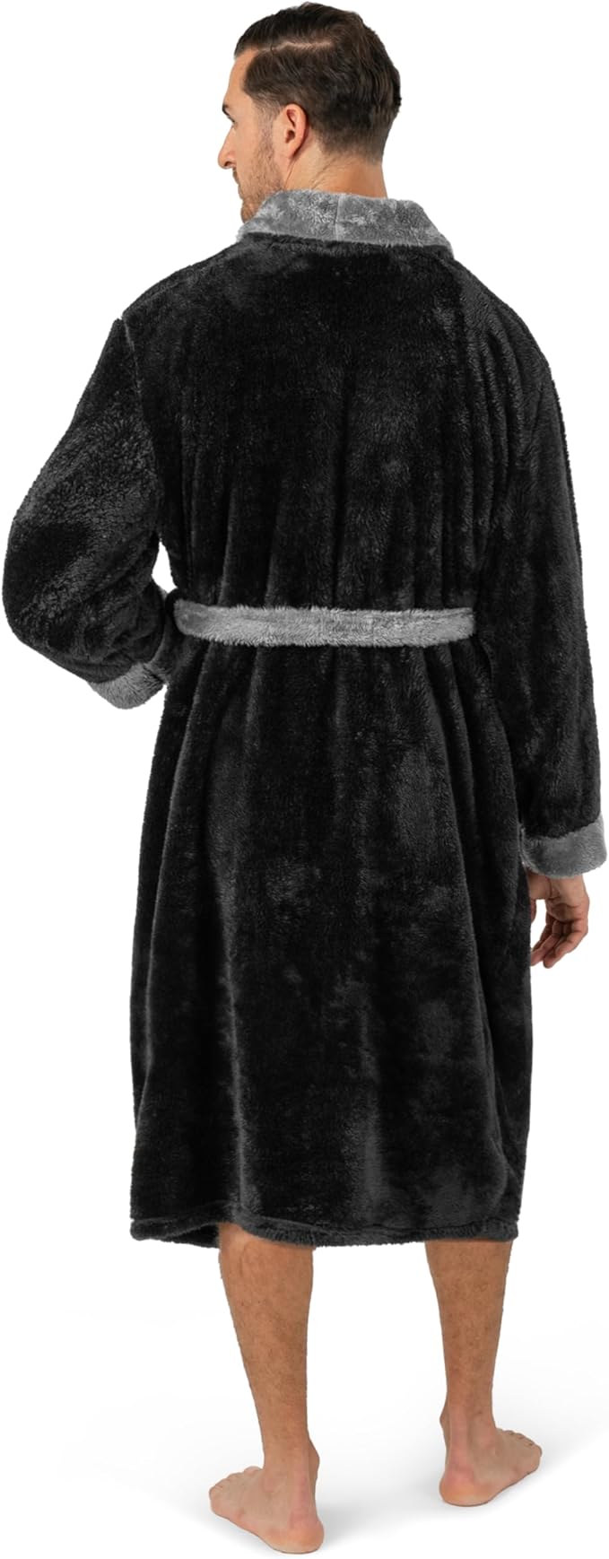 PAVILIA Mens Soft Robe, Plush Fluffy Fleece Bathrobe Men, Long Sherpa Shaggy Spa Robe