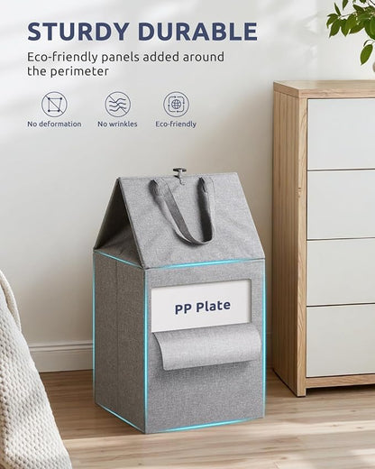 SOLEDI Freestanding Strong Transformable Laundry Hamper, Dual-Function Design, Large Collapsible Laundry Basket with Extended Handles, Easy to Carry, Clothes hamper for laundry（75L,Grey）