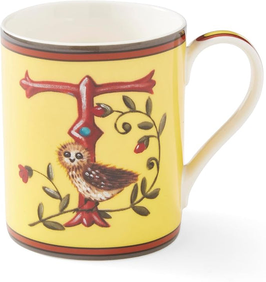 Spode Kit Kemp Alphabet Mug - Letter T Monogram in Fine China, 12oz Ceramic Coffee Cup for Hot Drinks, Personalized Drinkware for Unique Gifts, Dishwasher Safe Tea or Coffee Mug - Gift Box Included