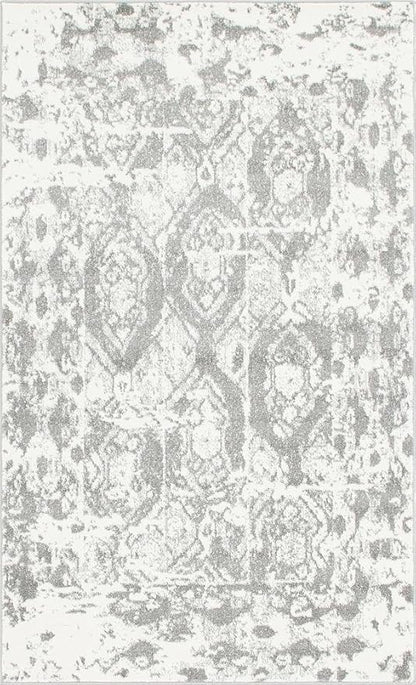 Unique Loom Rosso Collection Vintage, Geometric, Bohemian, Traditional, Distressed, Southwestern Area Rug, Rectangular 5' 0" x 8' 0", Light Gray/Ivory