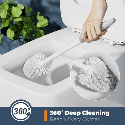 Toilet Brush, 3 Pack Toilet Brushes for Bathroom with Holder, Bathroom Accessories Toilet Bowl Brush with 3 Clean Brush, Toilet Scrub Brush, Toilet Brush Set for Deep Cleaning, White
