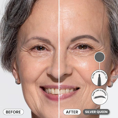 PrimeBrow Pencil for Mature Women ?€? Ultra-Precise Tip for Natural, Hair-Like Strokes ?€? Smudge-Proof & Long-Lasting Wear ?€? Great for Thinning, Sparse, or Graying Brows (Silver Queen)