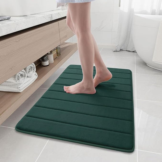 Buganda Memory Foam Bath Mat, 35.4" x 24", Ultra Soft and Non-Slip Bathroom Rugs, Water Absorbent and Machine Washable Bath Rug Runner for Bathroom, Shower, and Tub, Dark Green