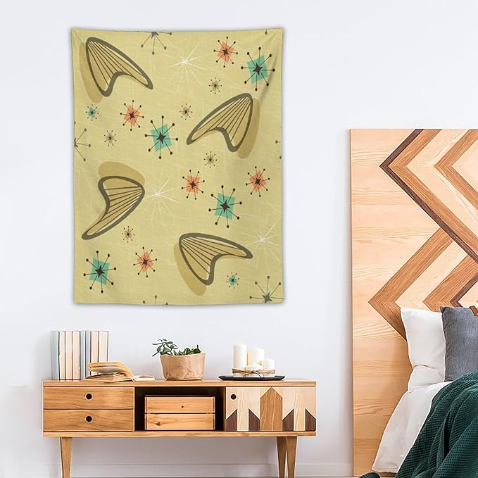 ICMOLYYENLO Boho Medieval Cat Tapestry, Abstract Atomic Starburst Geometric Aesthetic Art Wall Hanging For Bedroom Living Room Dormitory 60x60 Inches