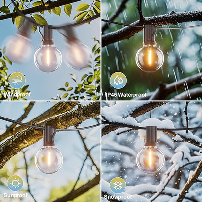 Bomcosy Outdoor String Lights,50 FT LED String Lights for Outside with Shatterproof Dimmable 25+1 Bulbs,Waterproof Connectable Outdoor Lights for Deck,Garden,Backyard,Balcony,Porch,Patio