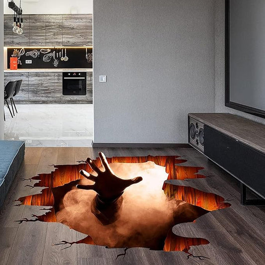 Scary Halloween Floor Decals 3D Stickers for Wall, Ghost Hand Scratching Art Decorations, Removable Vinyl Decor Posters for Bar Pub Spooky Party Supplies