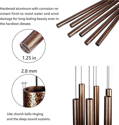44 Inch Wind Chimes for Outside Deep Tone Sound Like Church Bell Rings Memorial Mother Day Copper Vein 1pcs Thickness of Tube is 2.8mm Taiwan Made