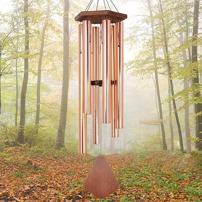 Wind Chimes Outdoor Large Deep Tone, 44 Inch Sympathy Wind Chime Outdoor, Memorial Wind-Chime with 6 Tuned Tubes, Elegant Chime for Garden, Patio, Balcony and Home Decor, Rose Gold
