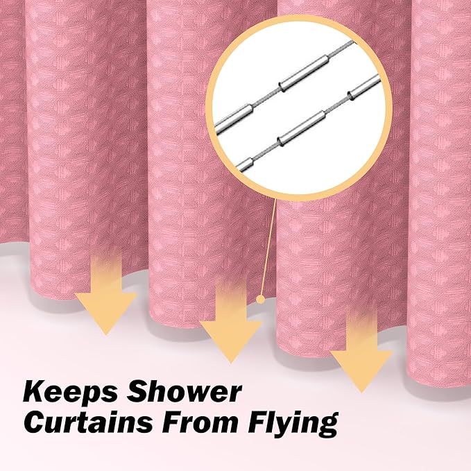 Pink Bathroom Set, 25 PCS Bathroom Accessories Set with Shower Curtains, Rugs, Trash Can, Toothbrush Holder, Soap Dispensers, Toothbrush Cup, Vanity Tray, Soap Dish, Toilet Brush, Qtip Holders