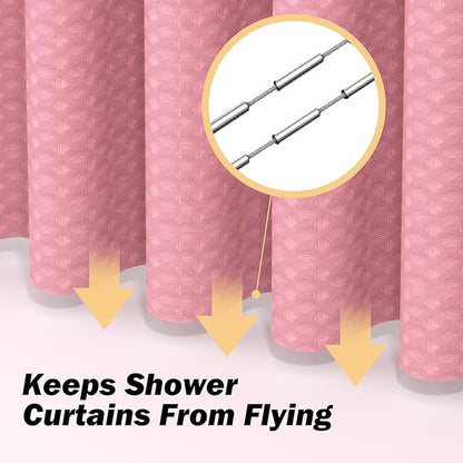 Pink Bathroom Set, 25 PCS Bathroom Accessories Set with Shower Curtains, Rugs, Trash Can, Toothbrush Holder, Soap Dispensers, Toothbrush Cup, Vanity Tray, Soap Dish, Toilet Brush, Qtip Holders