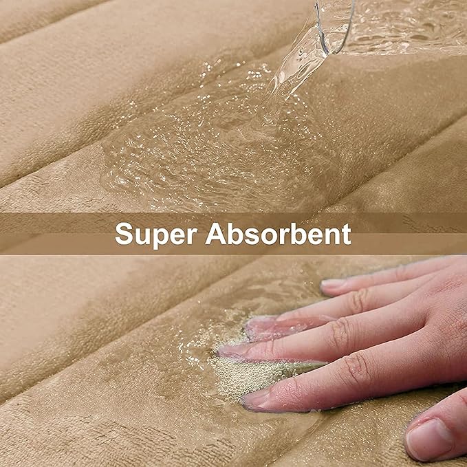 Buganda Memory Foam Bath Mat, 59" x 17", Ultra Soft and Non-Slip Bathroom Rugs, Water Absorbent and Machine Washable Bath Rug Runner for Bathroom, Shower, and Tub, Camel