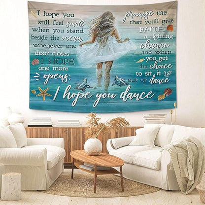 Coastal Beach Tapestry I Hope You Dance Tapestry Wall Hanging for Bedroom Sea Turtle Tapestries Aesthetic Wall Decor for Home Dorm Living Room 60"x90"